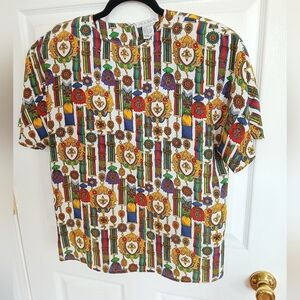 Jos. A. Bank Royal Pendant Blouse Size Med Old Money Heritage Vintage